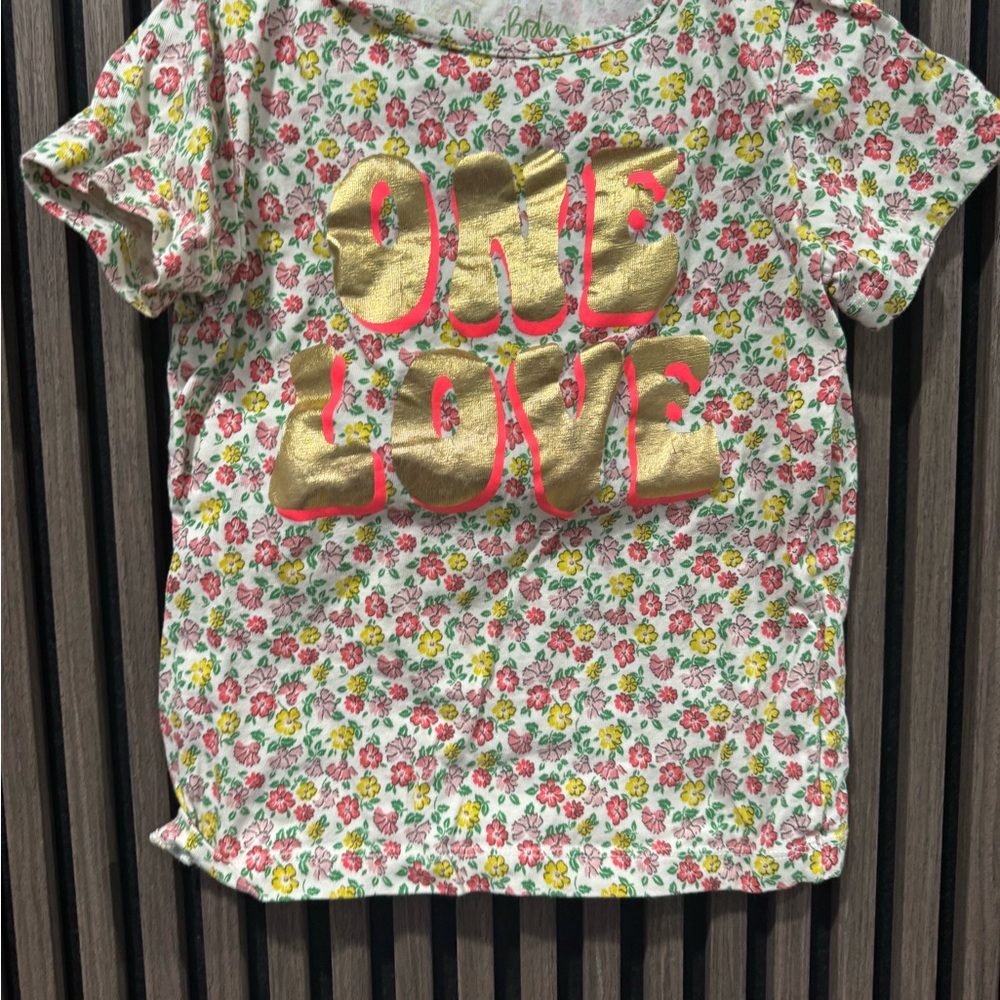 Mini Boden Girls Floral Top in Green Print